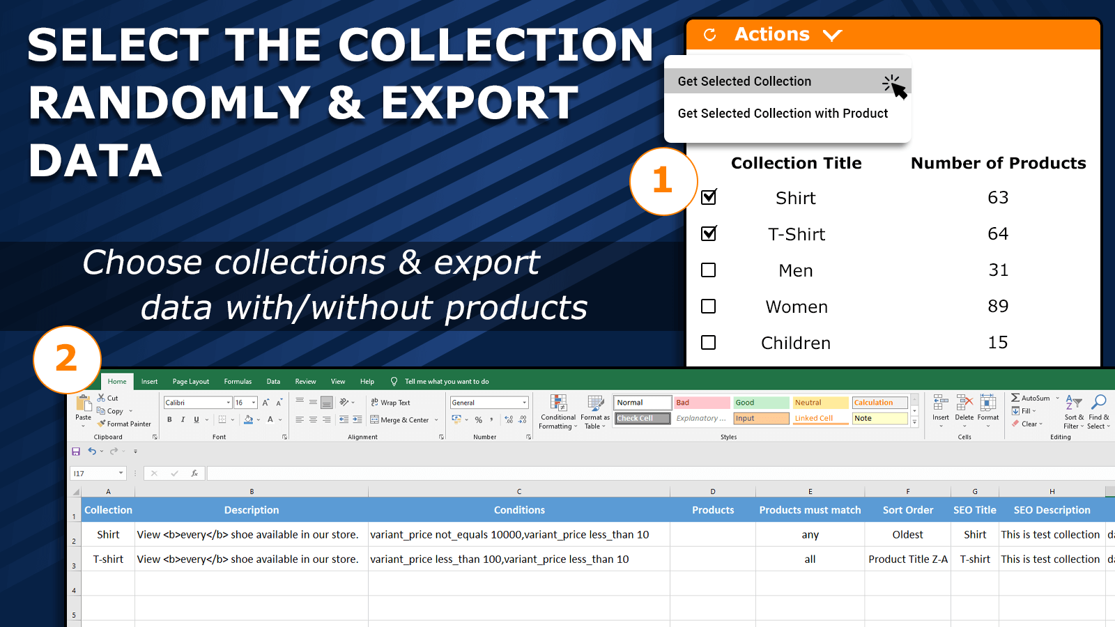 Select the collection randomly & export data