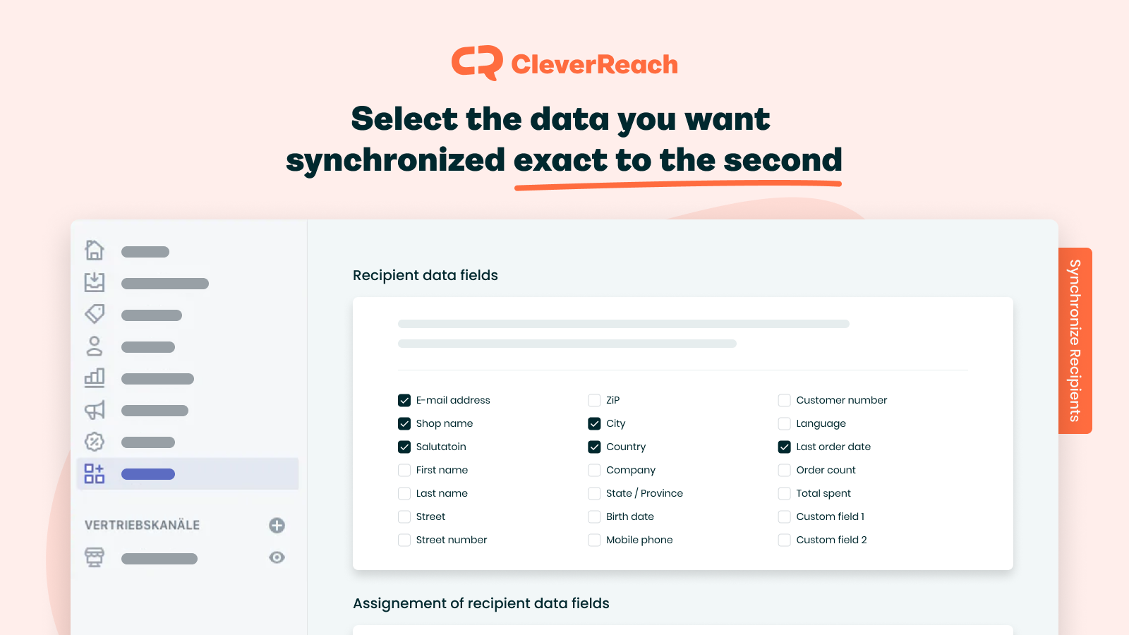 Select the data you want synchronized exact to the second