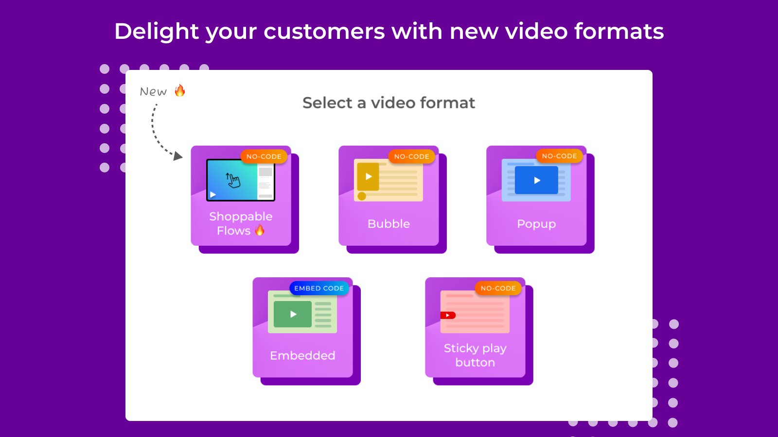 Select various video formats (floating, embedded, etc)