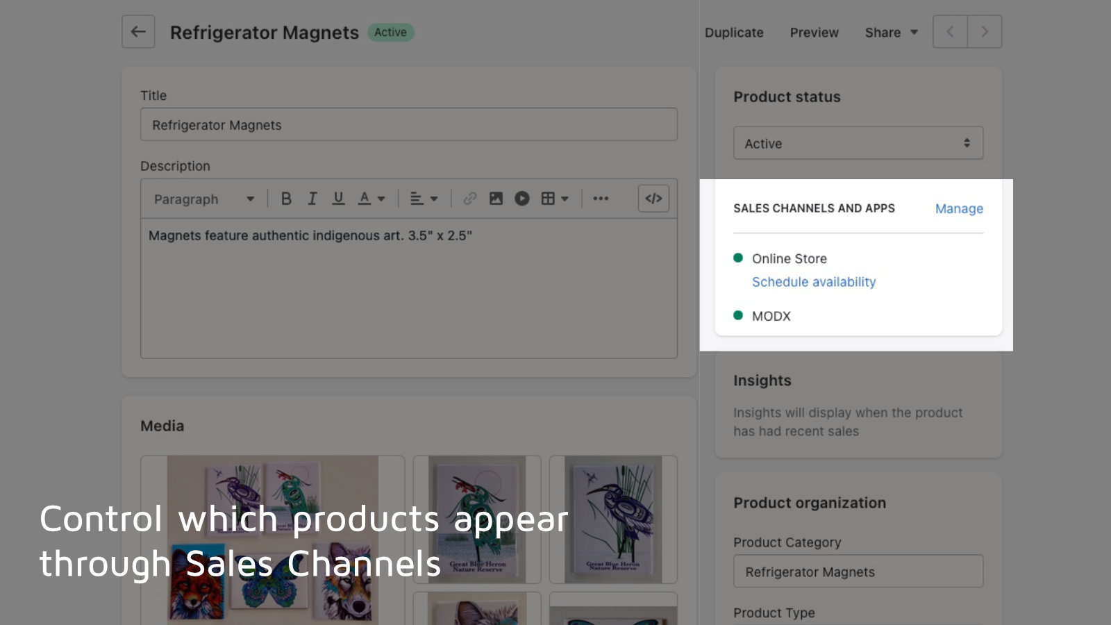 Select which products to publish with the Sales Channel