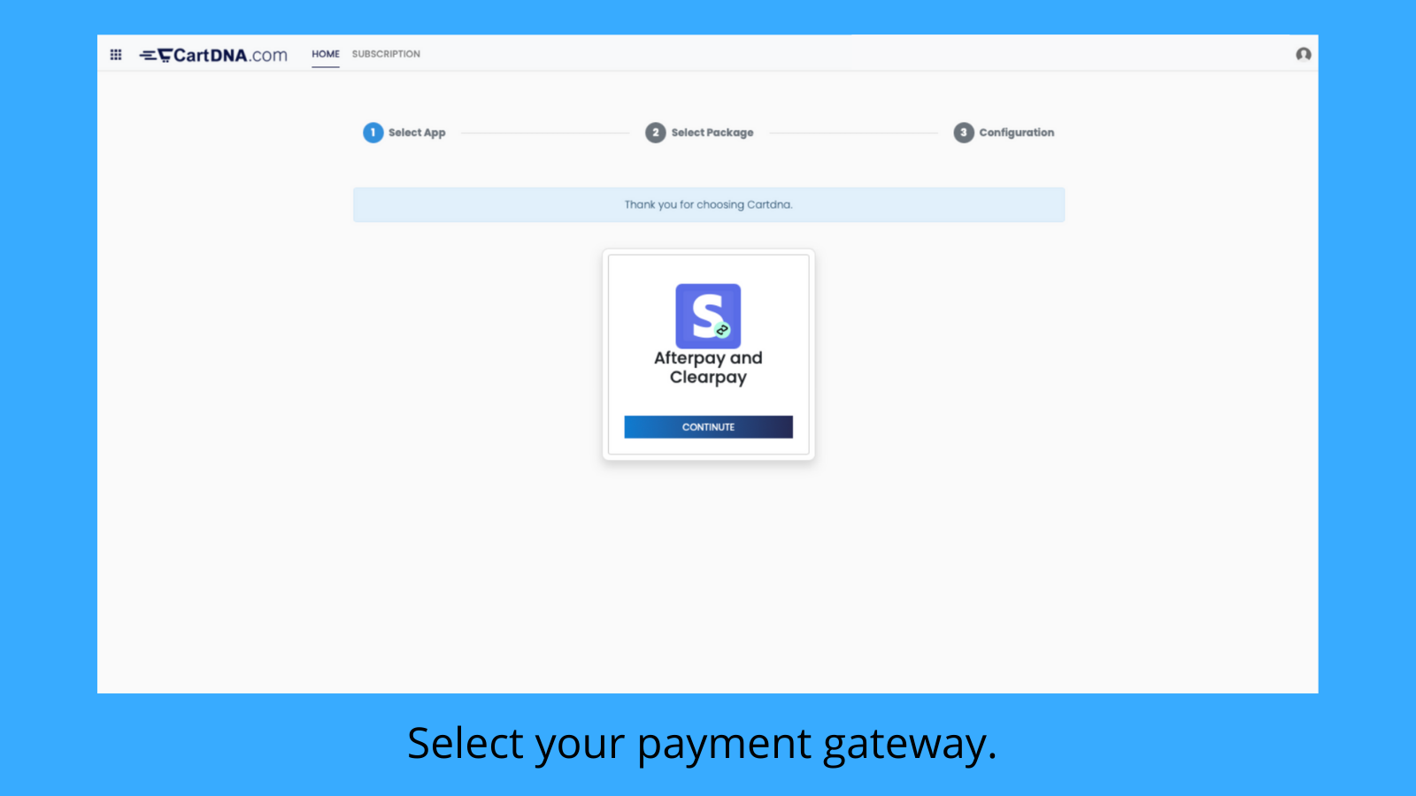 Select your payment gateway. 