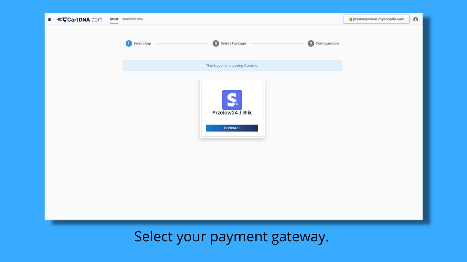 Select your payment gateway.