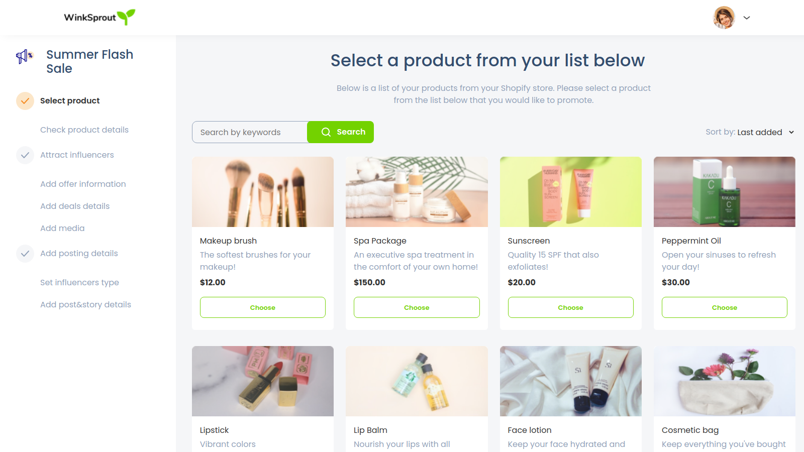 Select your product directly from Shopify