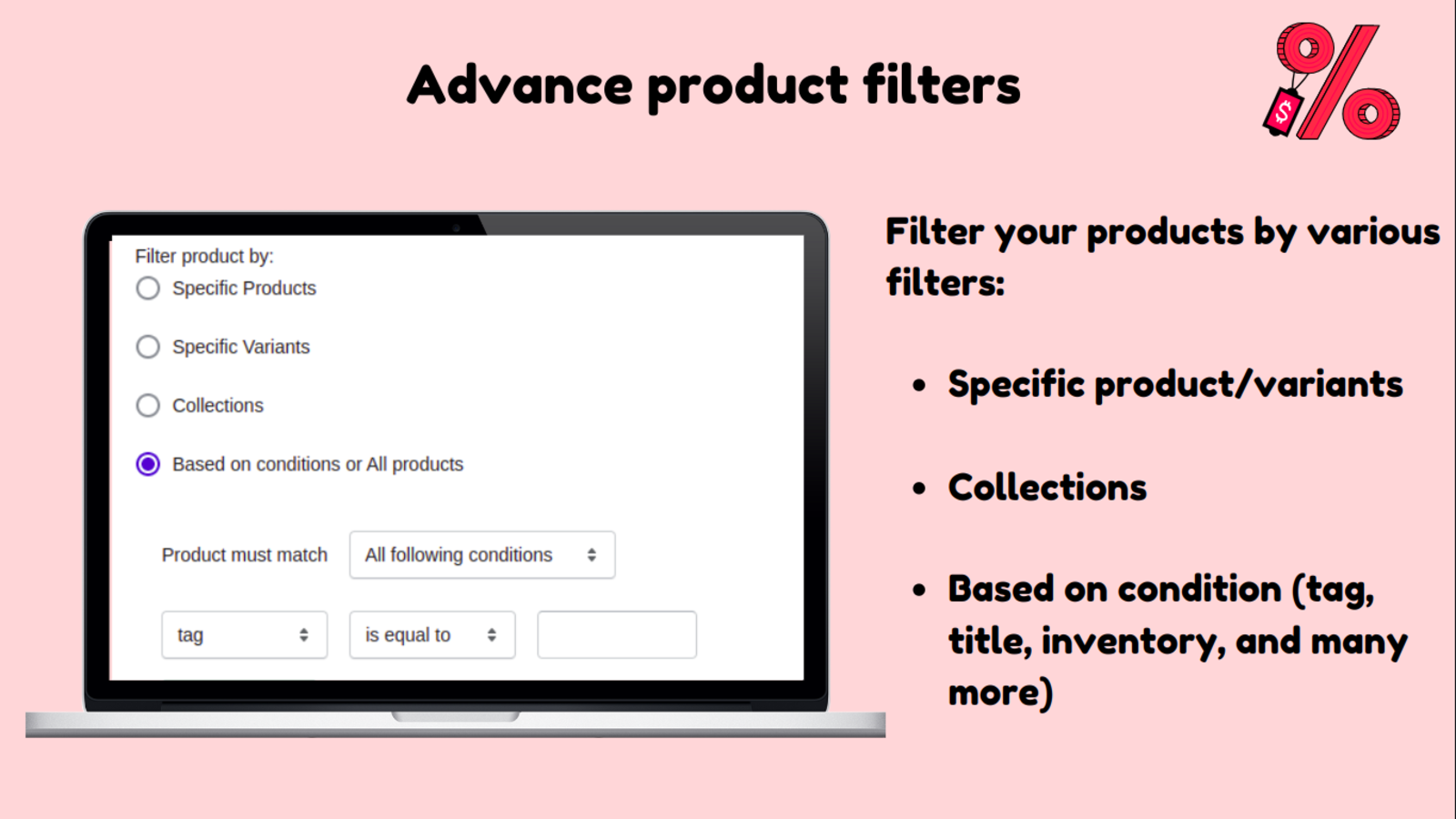 select your products by various filter