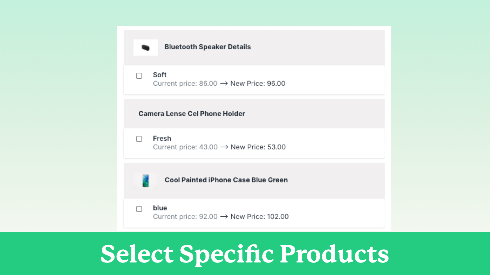 Select your products