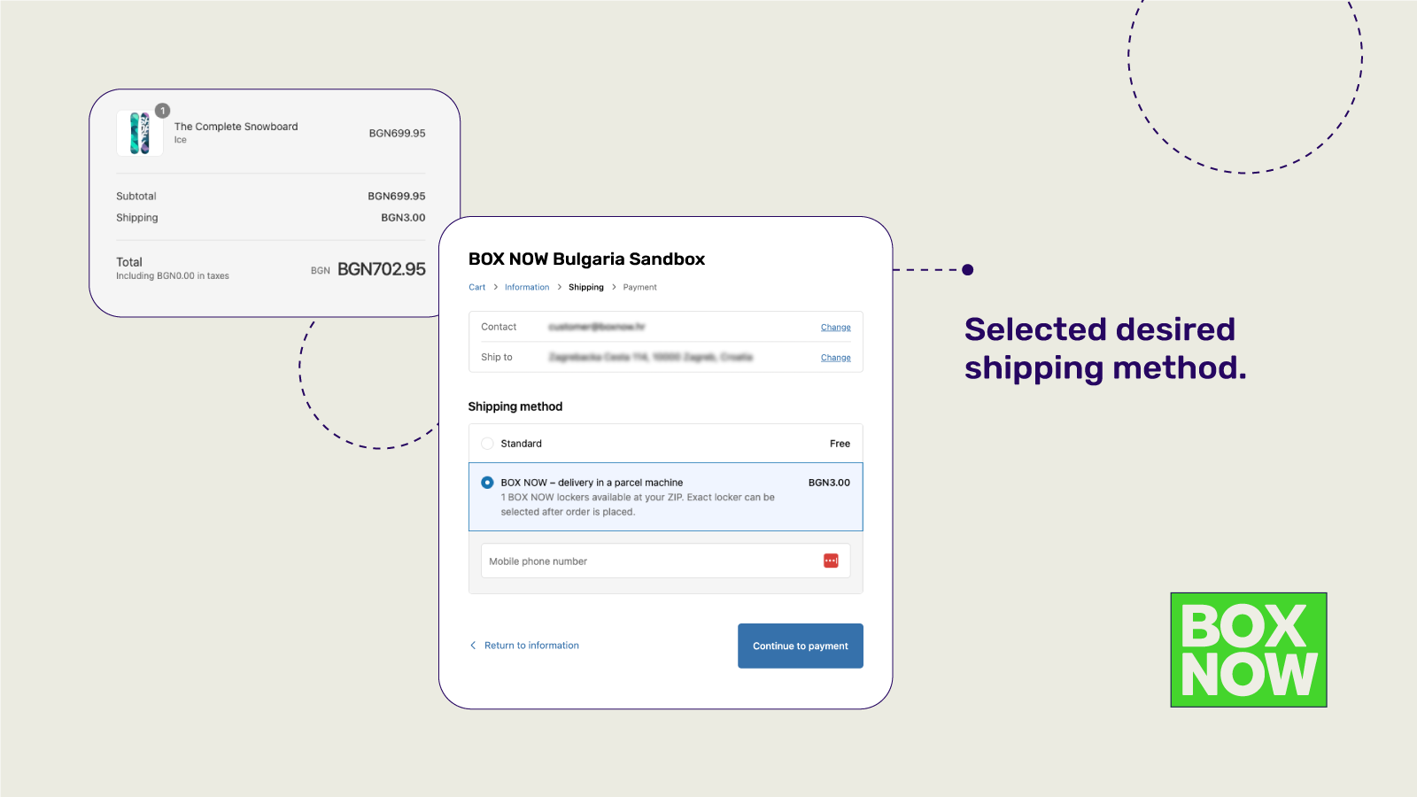 Selected desired shipping method.