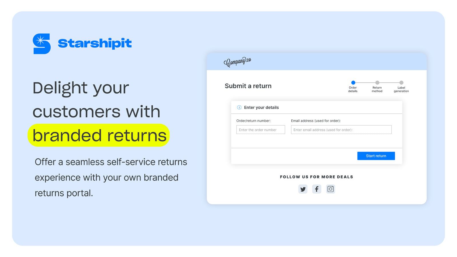 Self-service branded returns portal
