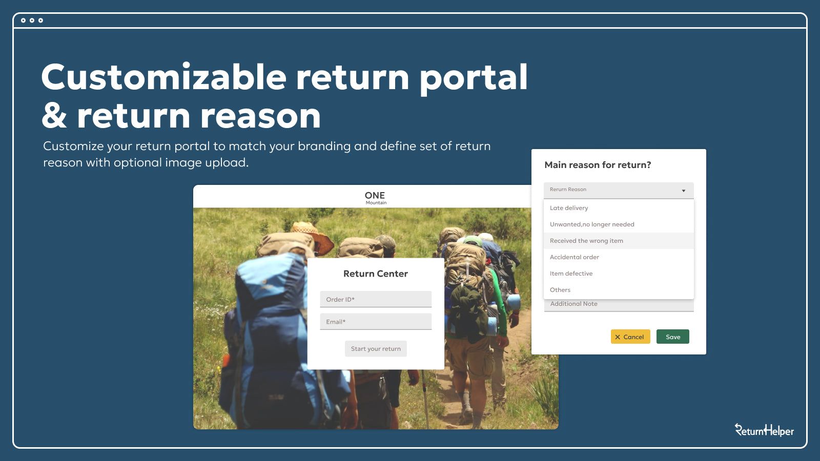 Self service customize return portal ï¼†customize return reason