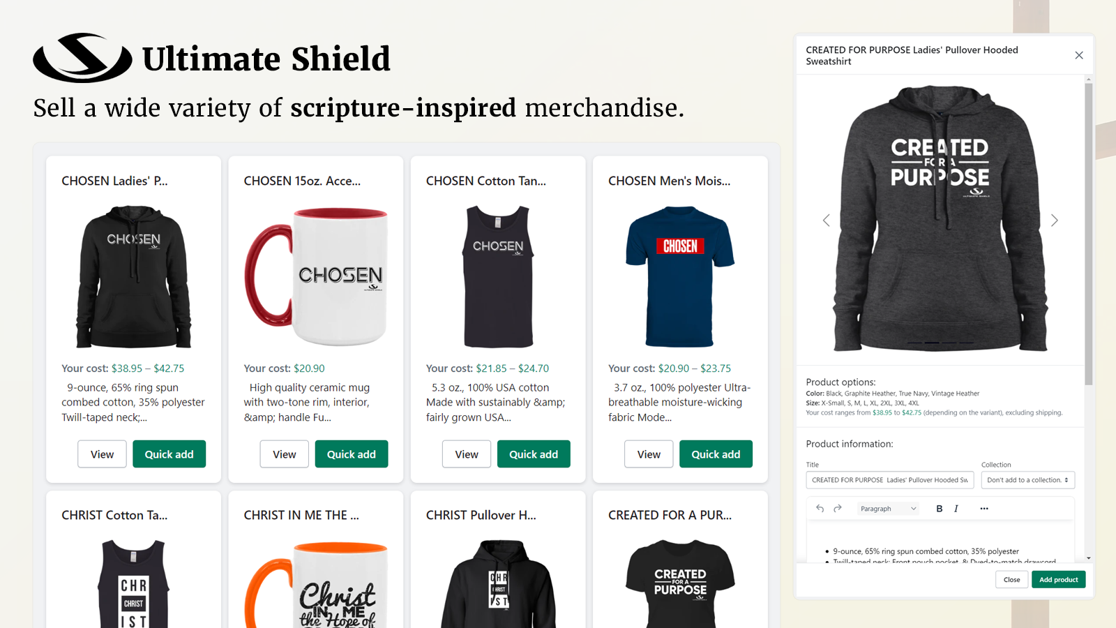 Sell a wide variety of scripture-inspired merchandise.