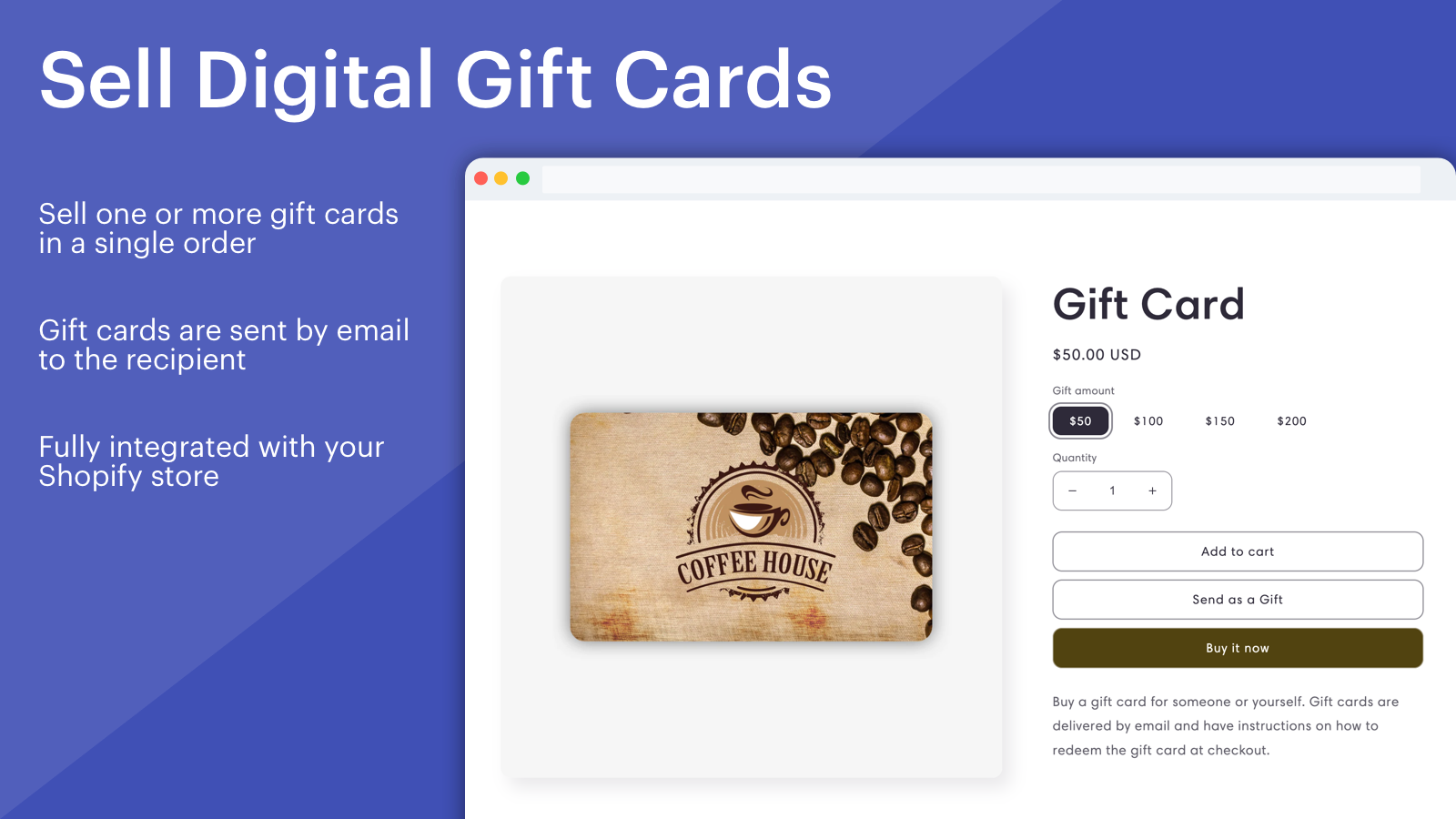 Sell digital gift cards on your Shopify store