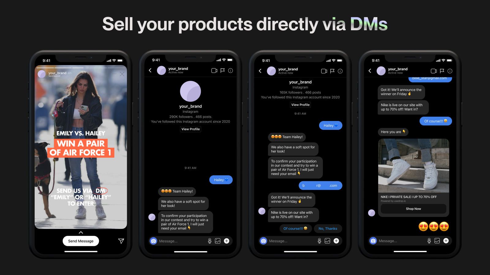 Sell your products directly via DMs