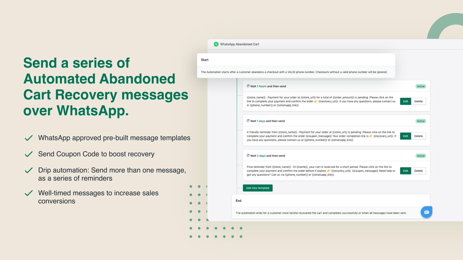 Send a series of messages over WhatsApp at well timed intervals