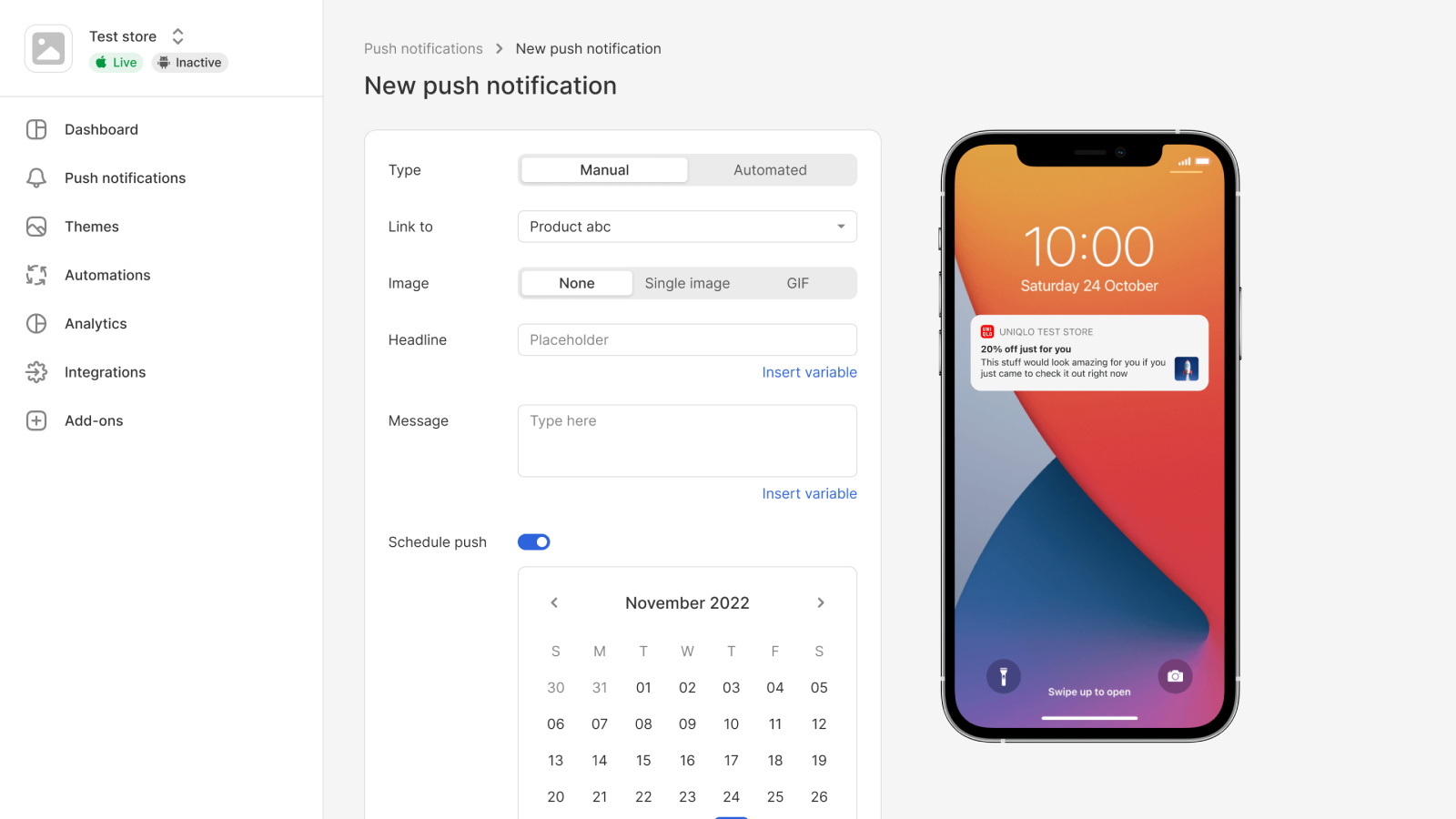 Send an unlimited number of push notifications free