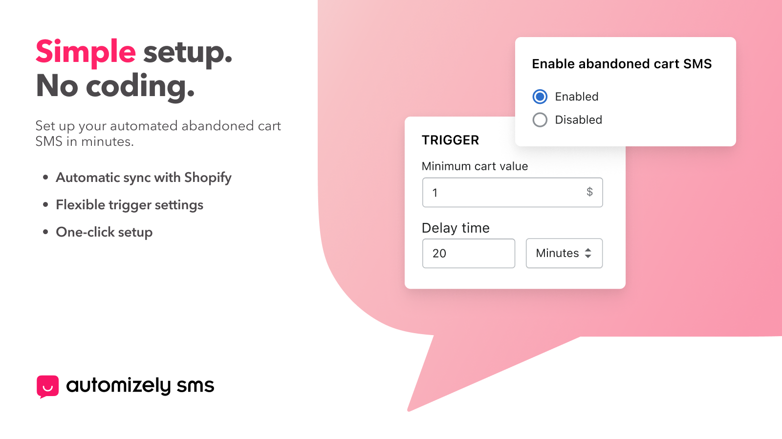 Send automated abandoned cart SMS for your Shopify store.