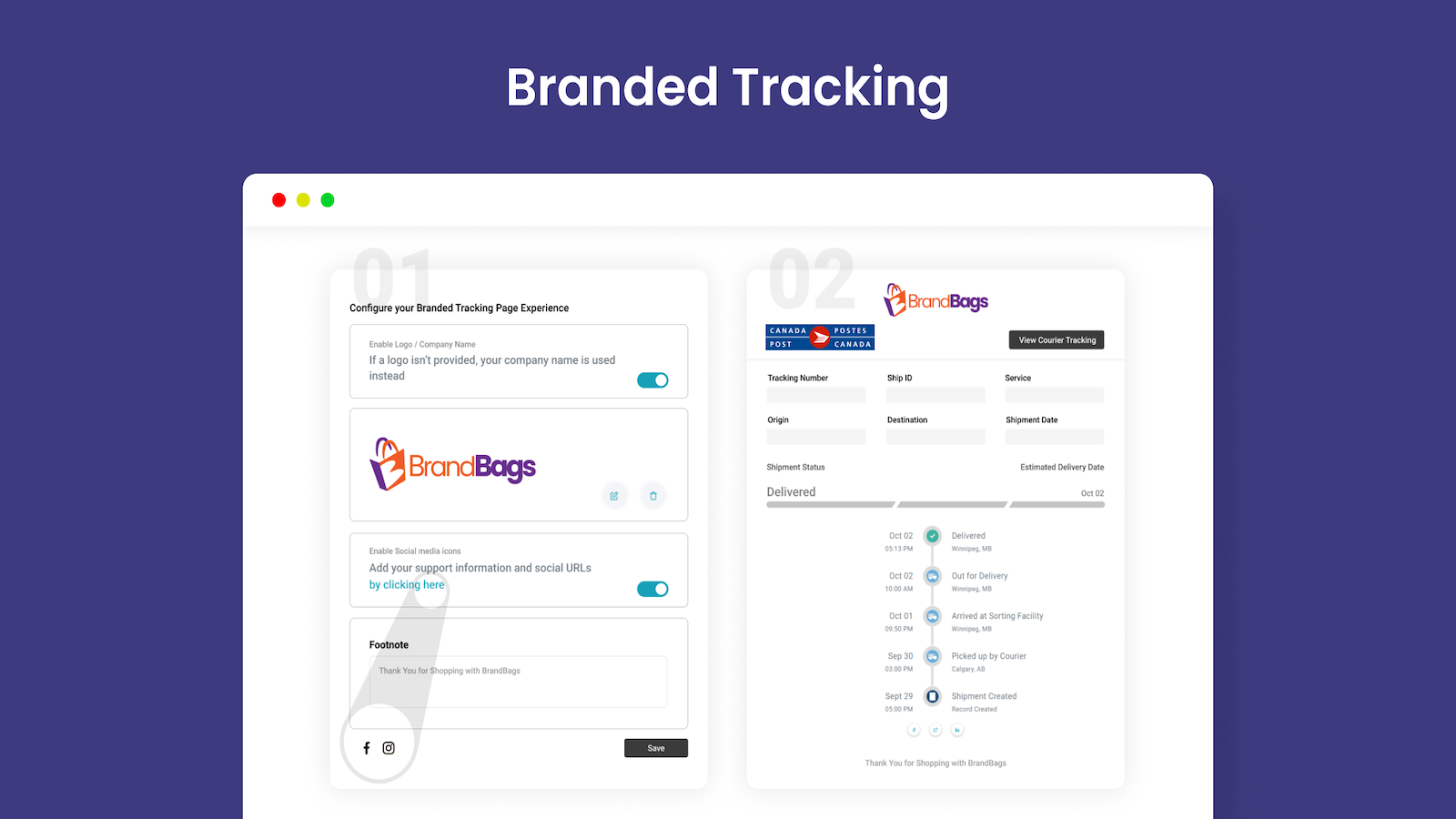 send branded tracking links to your customers