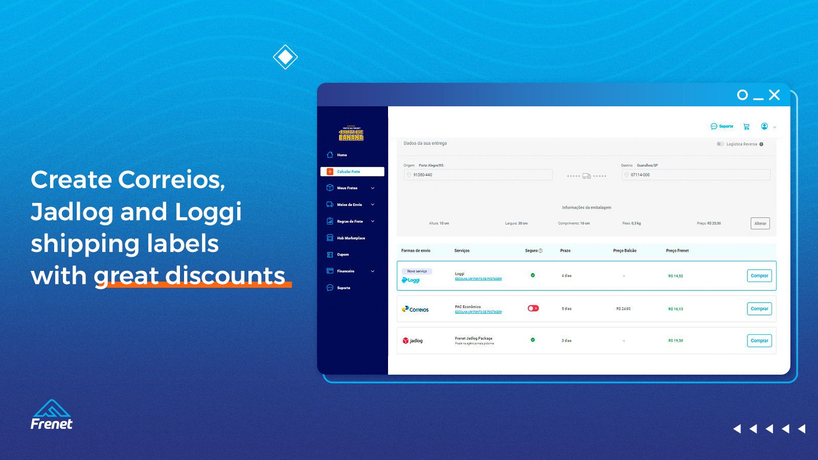 Send Correios, Jadlog and Loggi shipping labels with discounts