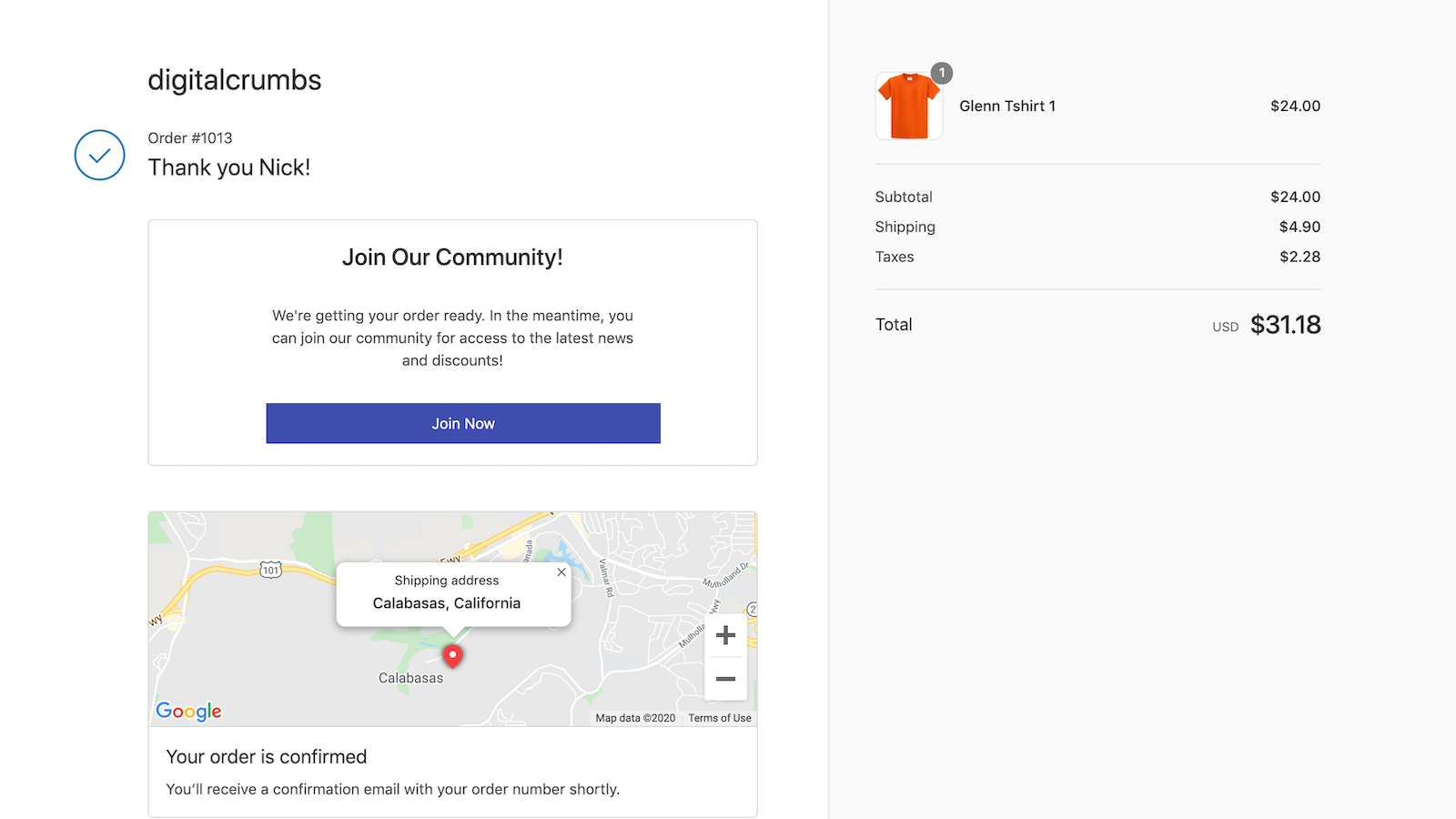 Send customers to your community after checkout.