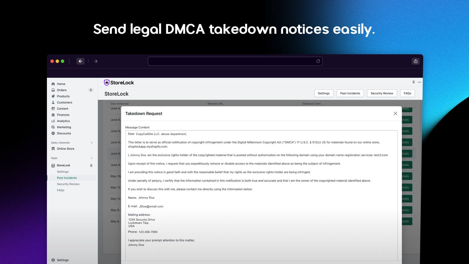 Send legal takedown notices for sites using your content.