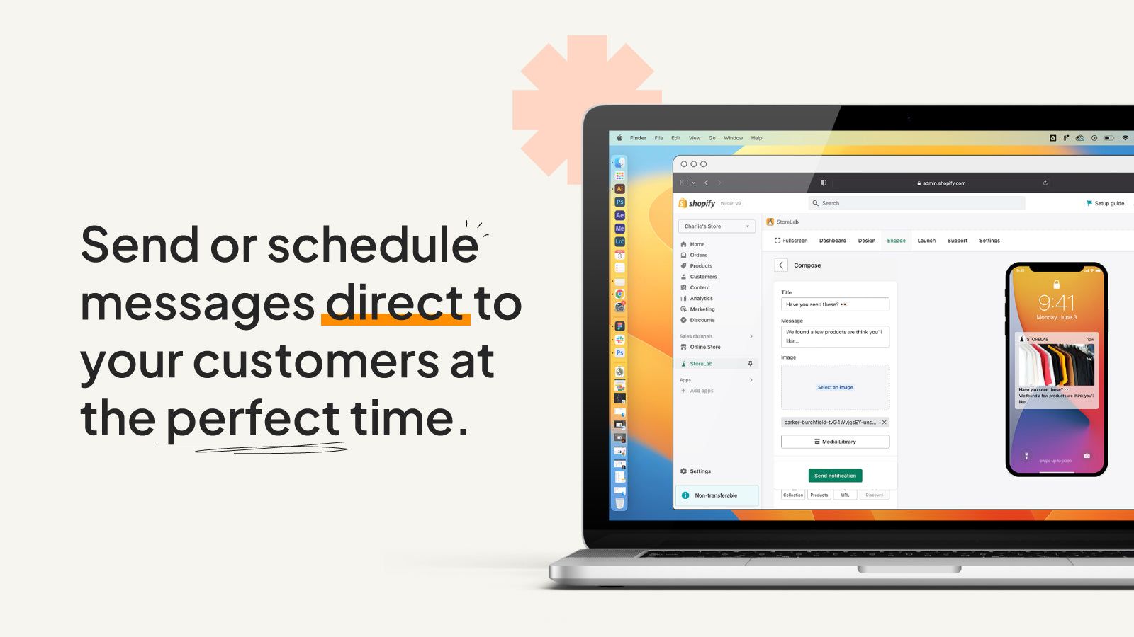 Send or schedule push notifications direct to your customers