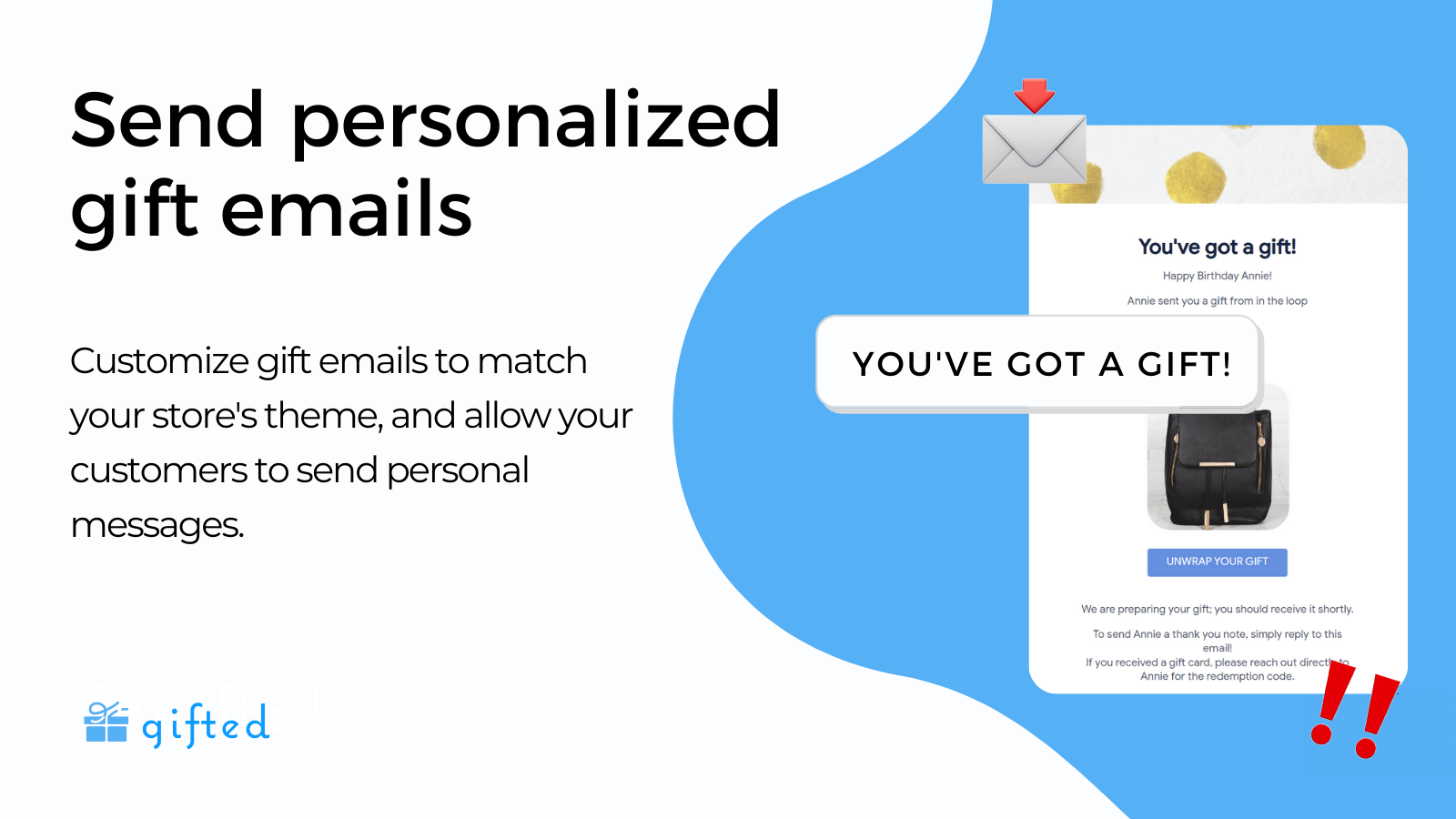 Send personalized gift messages via email