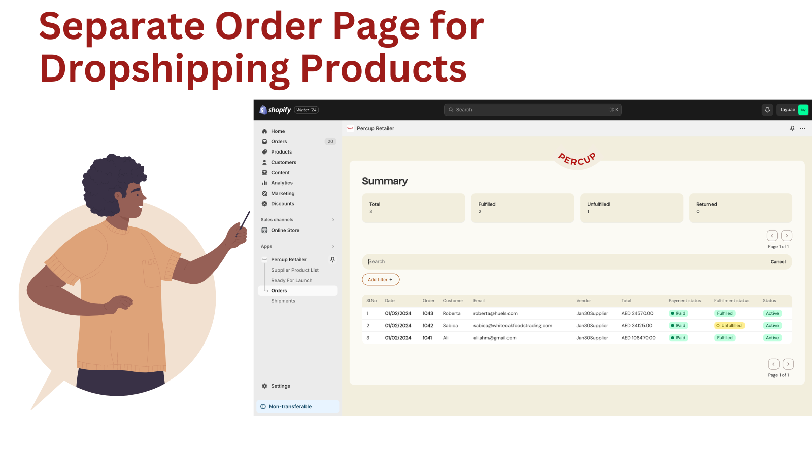 Separate Order Page for Dropshipping Products