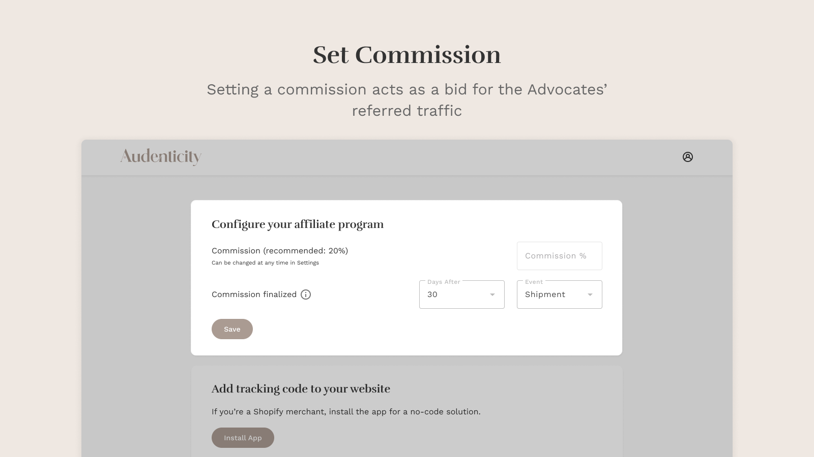 Set a commission to bid on customer traffic from Advocates