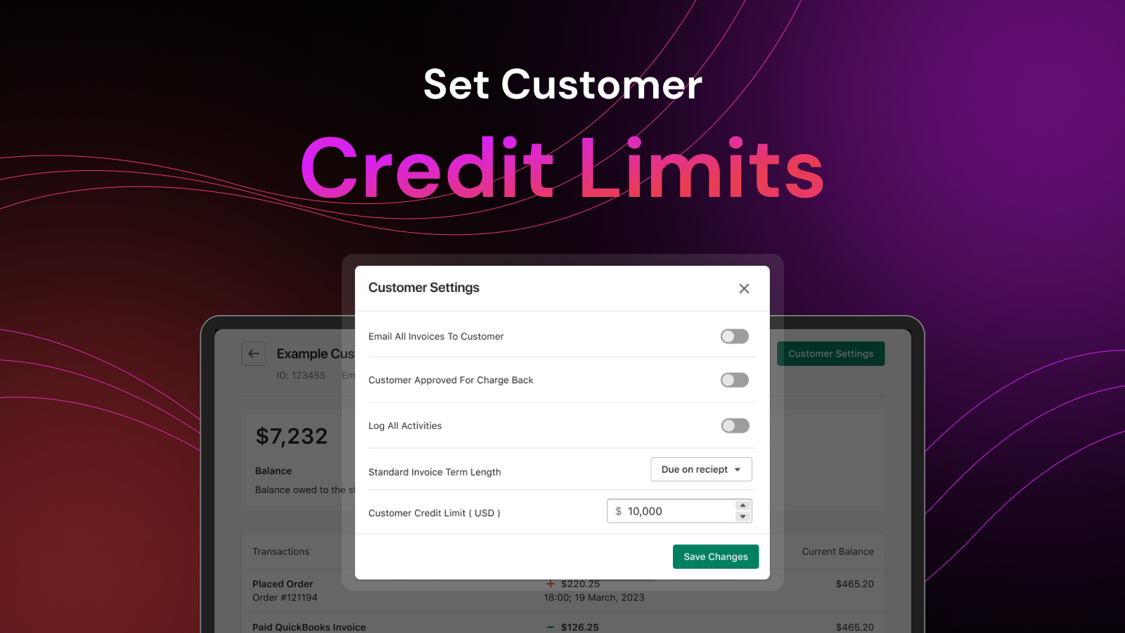Set customer credit limits