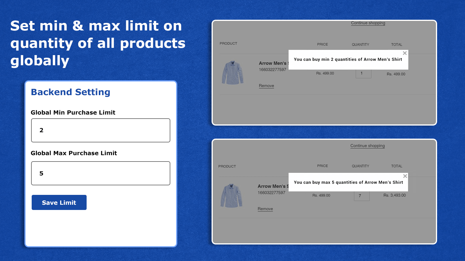 Set Max/Min Quantity Purchase Limit Globally for All Products