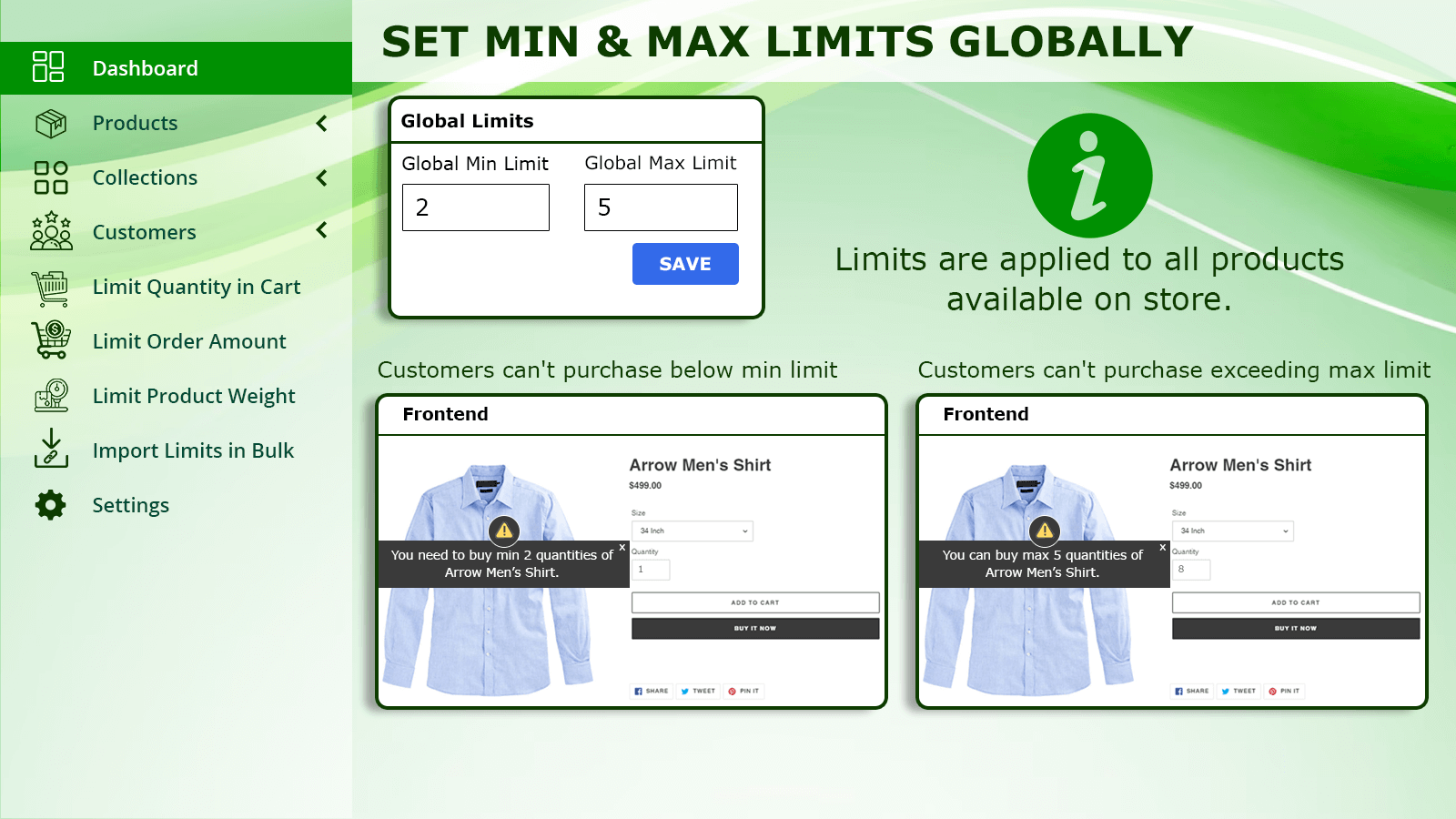 Set min & max limits globally