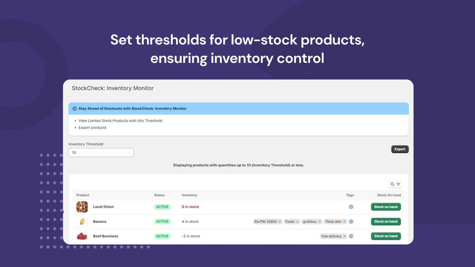 Set thresholds for low-stock products