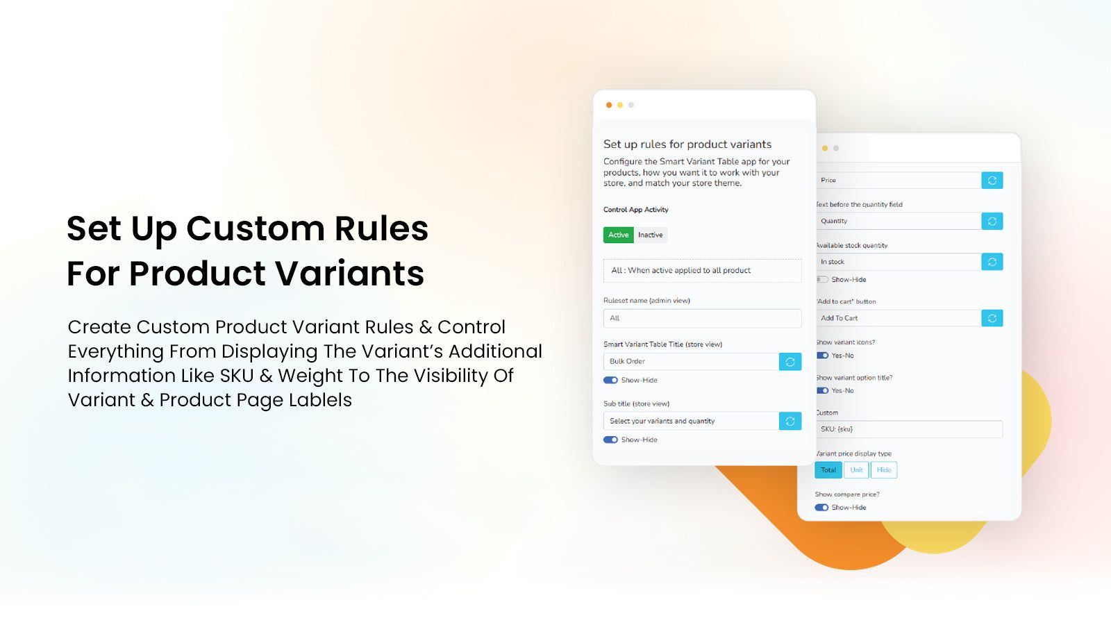 Set up custom rules for product variants