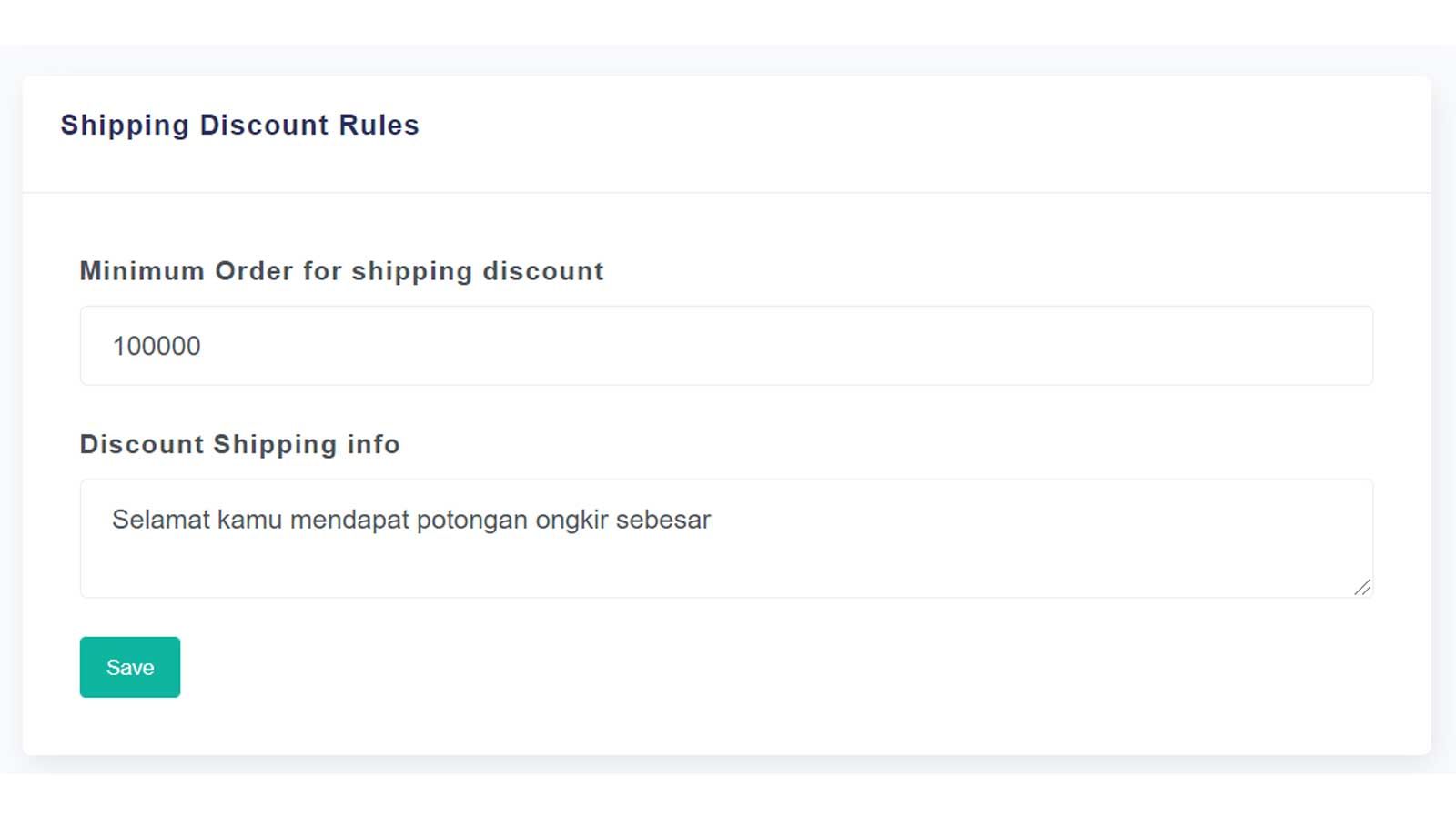 Set up minimum amount for shipping rates discount