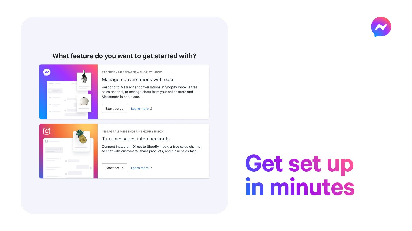 Set up steps for adding Messenger to Shopify Inbox