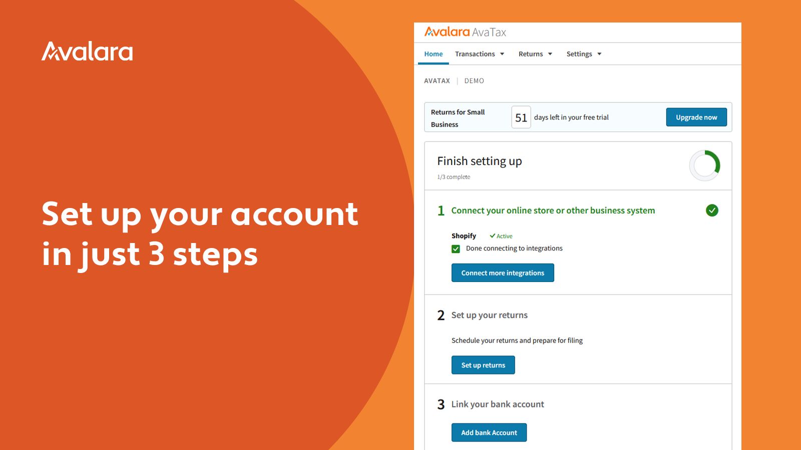 Set up your account in just 3 steps