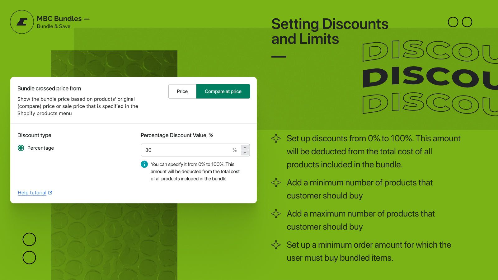 Setting up discounts for creating bundle builder page