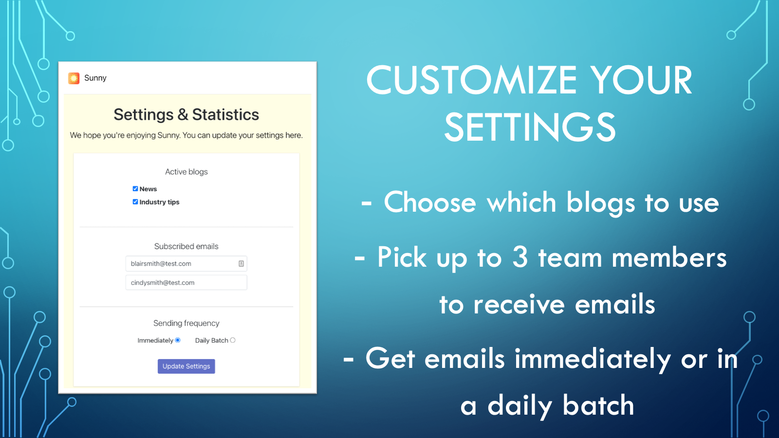Settings page highlight customization features