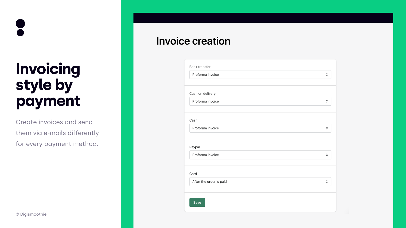 Setup payment specific invoicing in Fakturoid and Shopify