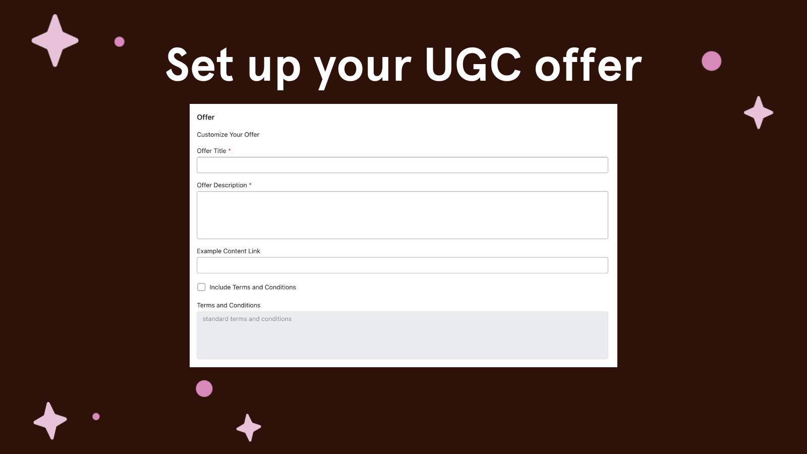 Setup UGC Offer