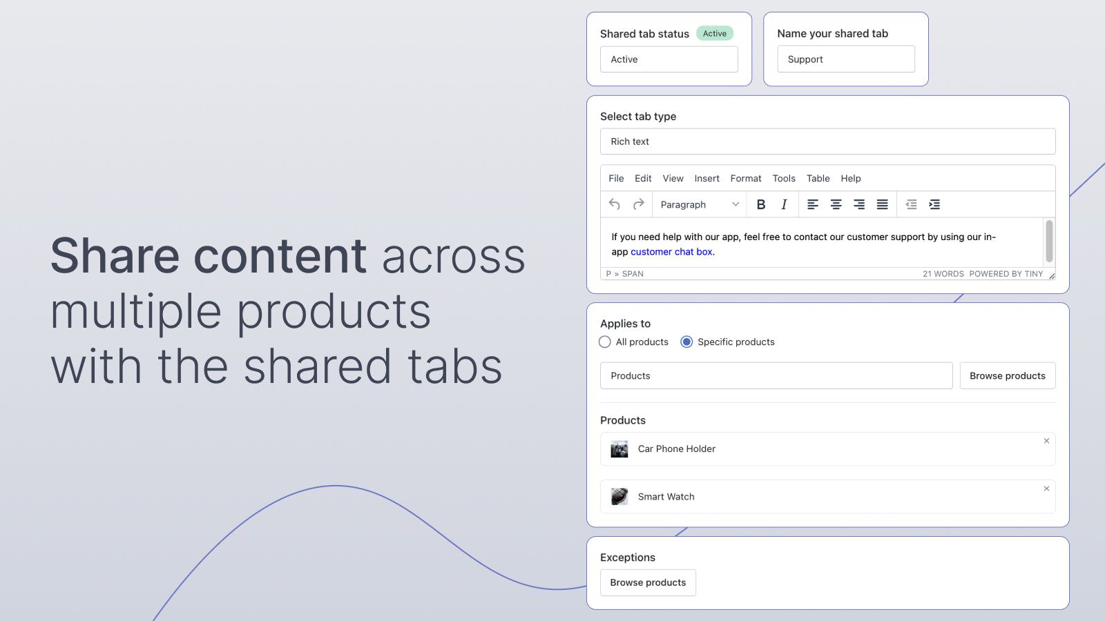 Share content with shared tab or multiple tabs