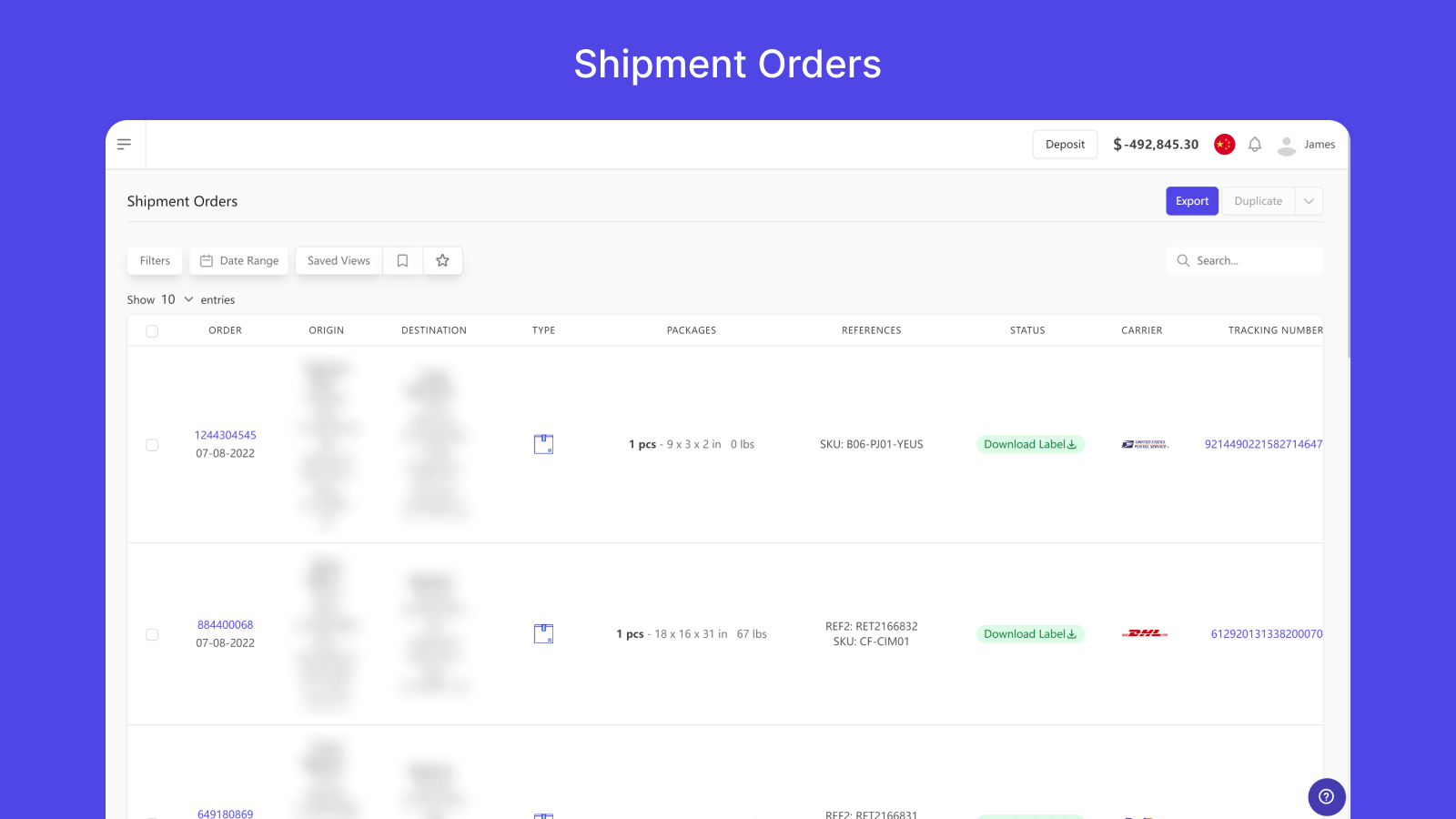 Shipment Orders