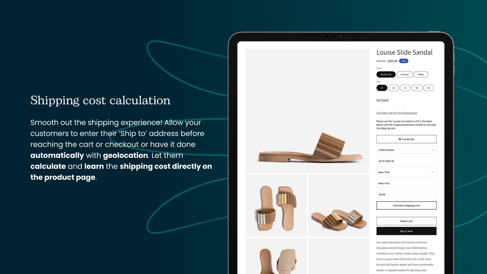 Shipping cost calculation directly on store's product pages