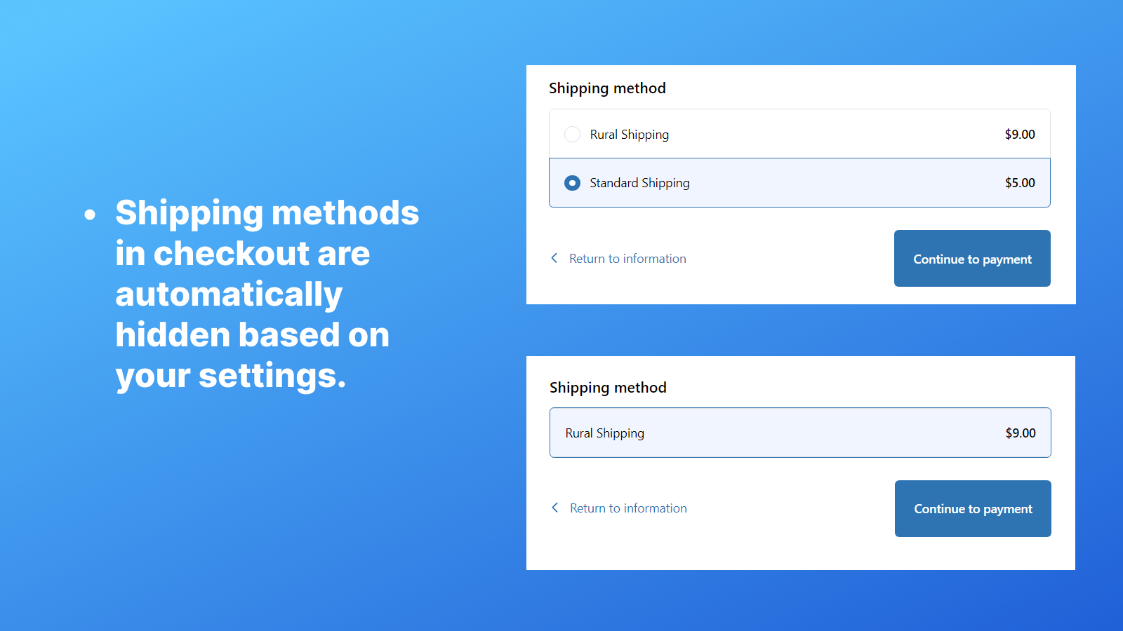 Shipping methods hidden on checkout based on your settings