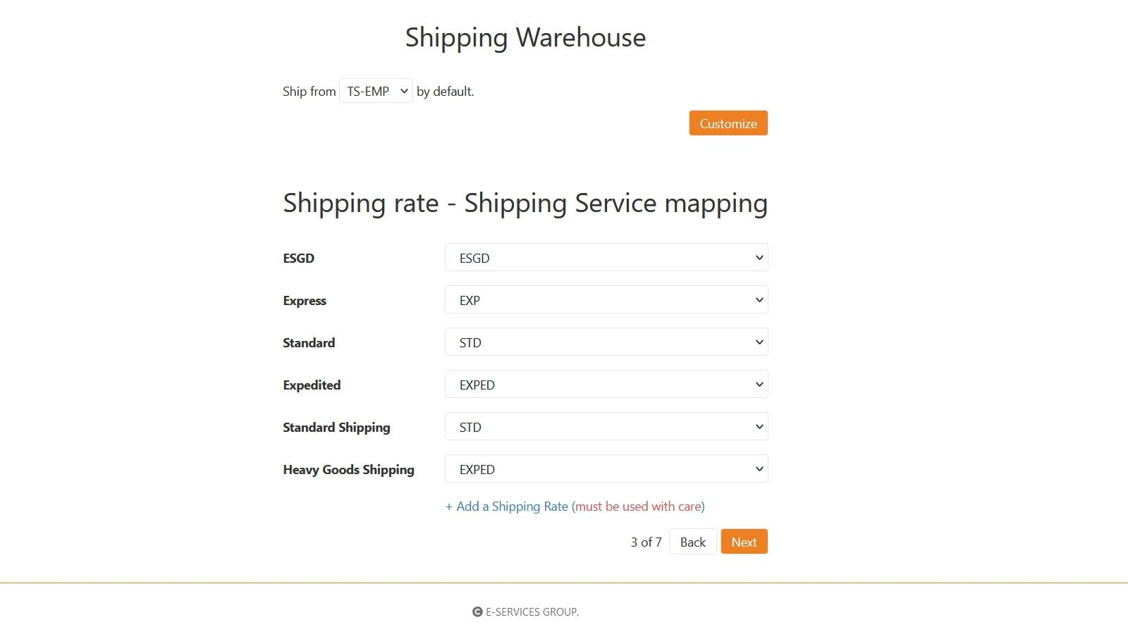 Shipping Service Mapping