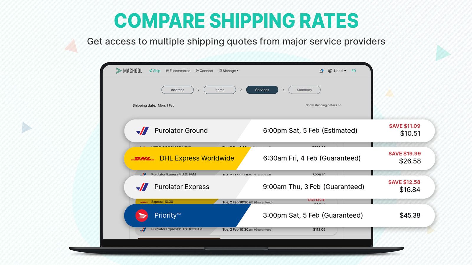 Shipping services page