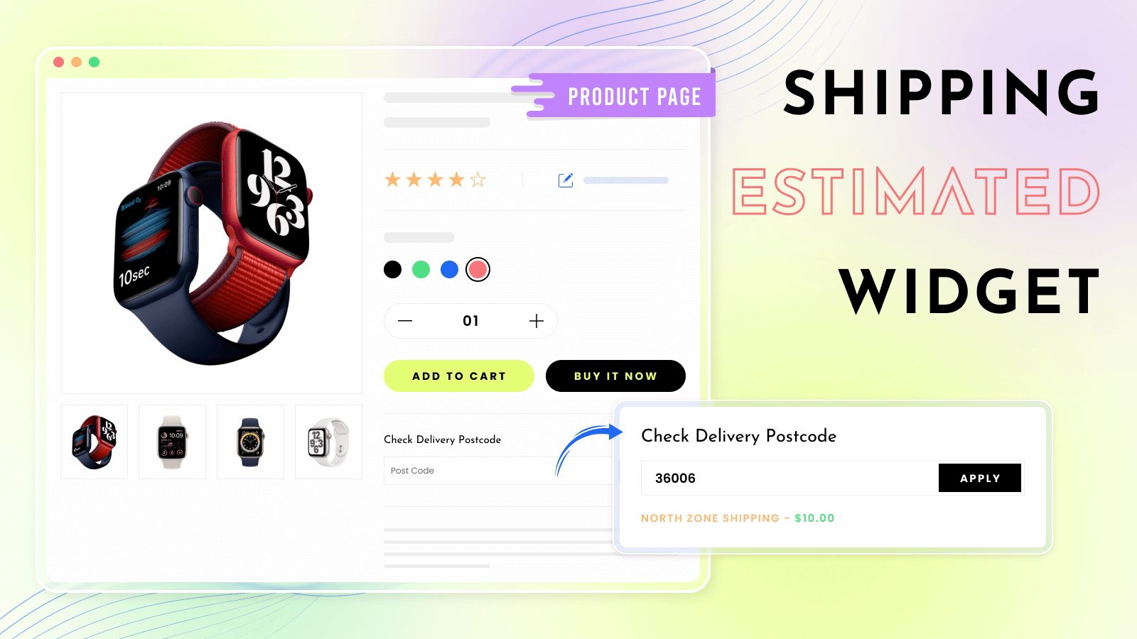 Shipping widget estimation on product page, Shipping calculator