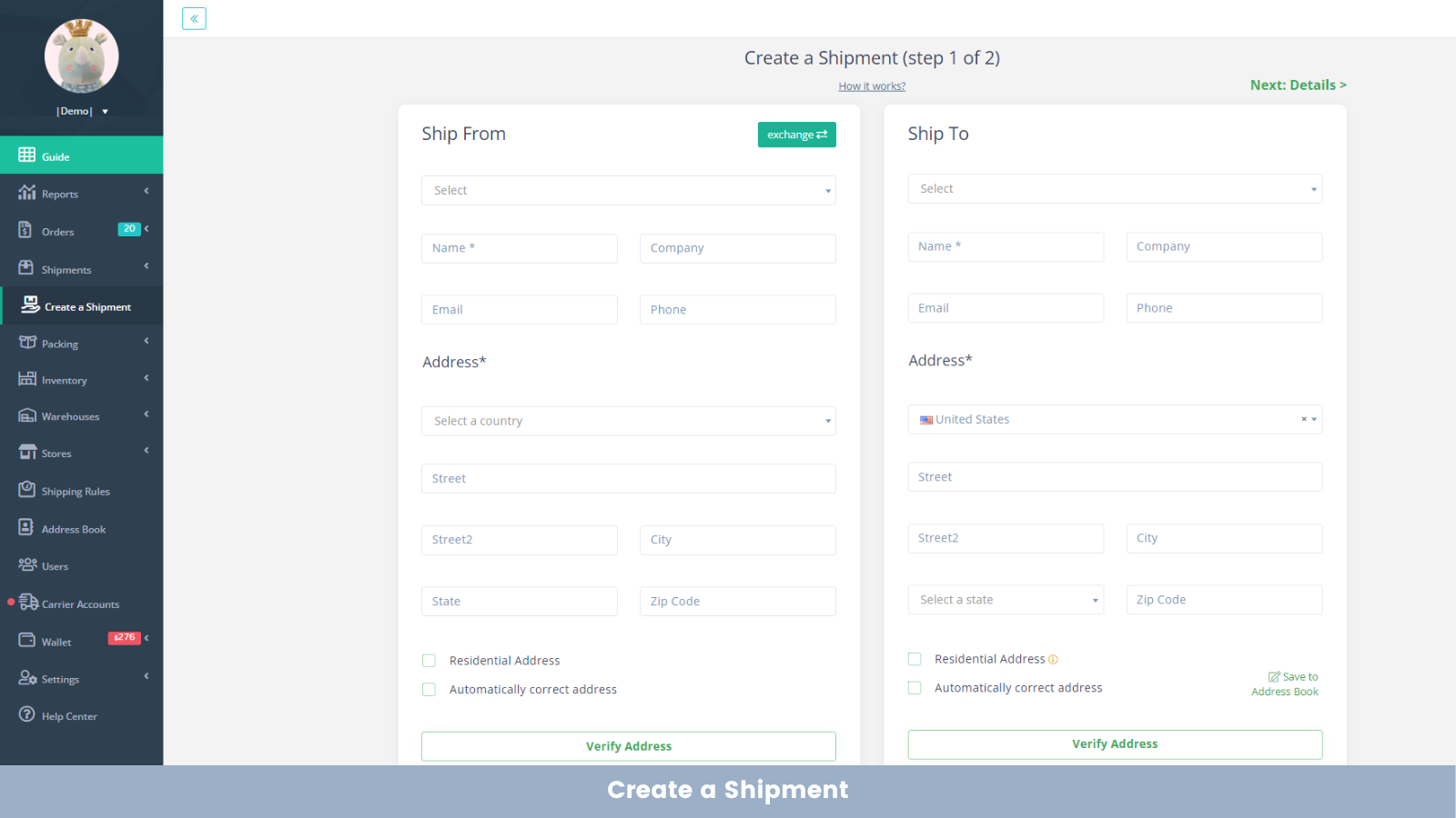 ShipSaving - Create a Single Shipment