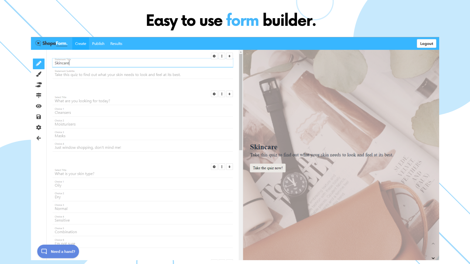 Shopaform Easy to Use Quiz Builder - Product Recommendation Quiz