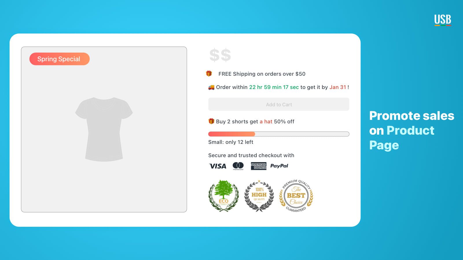 Shopify App Ultimate Sales Boost by Hextom upsell BOGO urgency