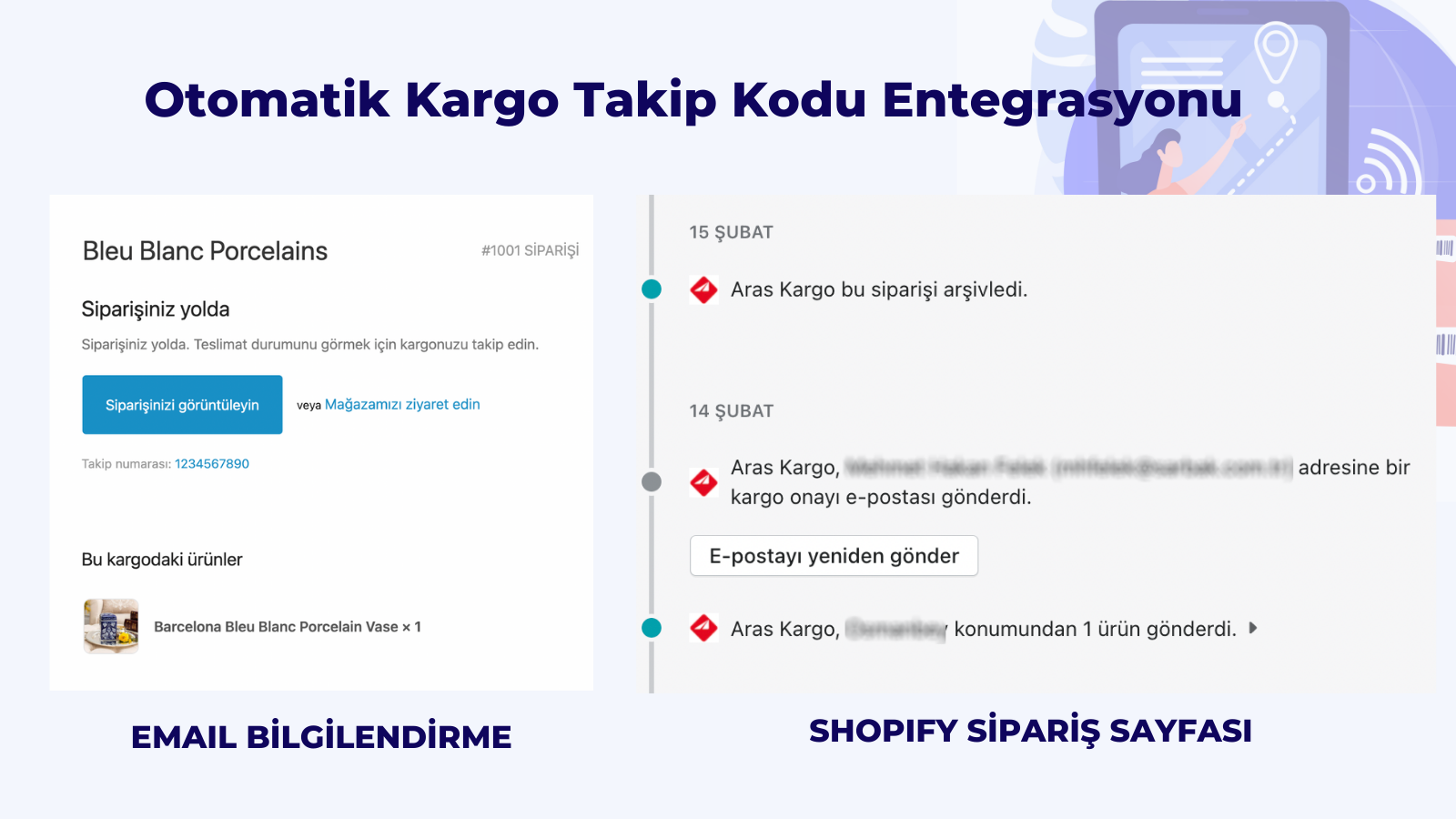Shopify Aras Kargo Entegrasyon Otomatik Kargo Takip Kodu