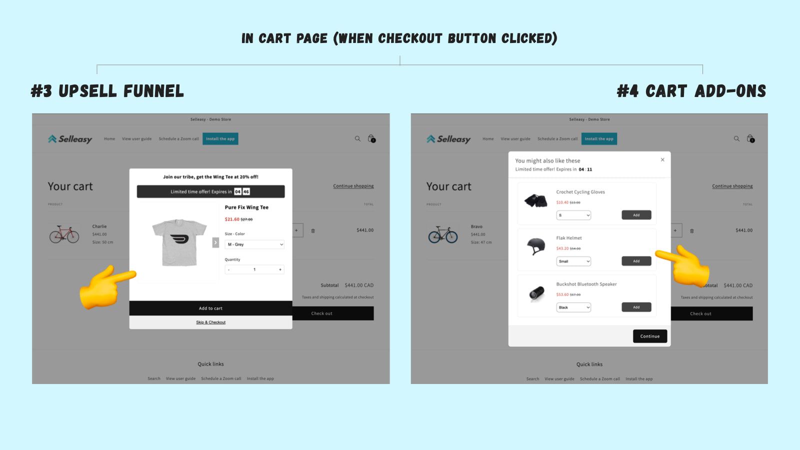 Shopify cart page upsell funnel and cart upsell